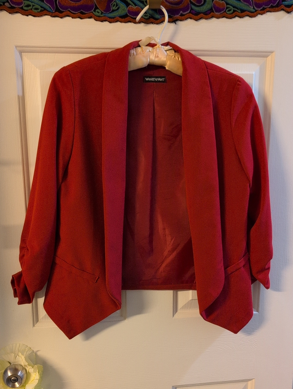 Open-Front Red Blazer